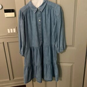 GAP - Puff Sleeve Denim Mini Shirtdress small